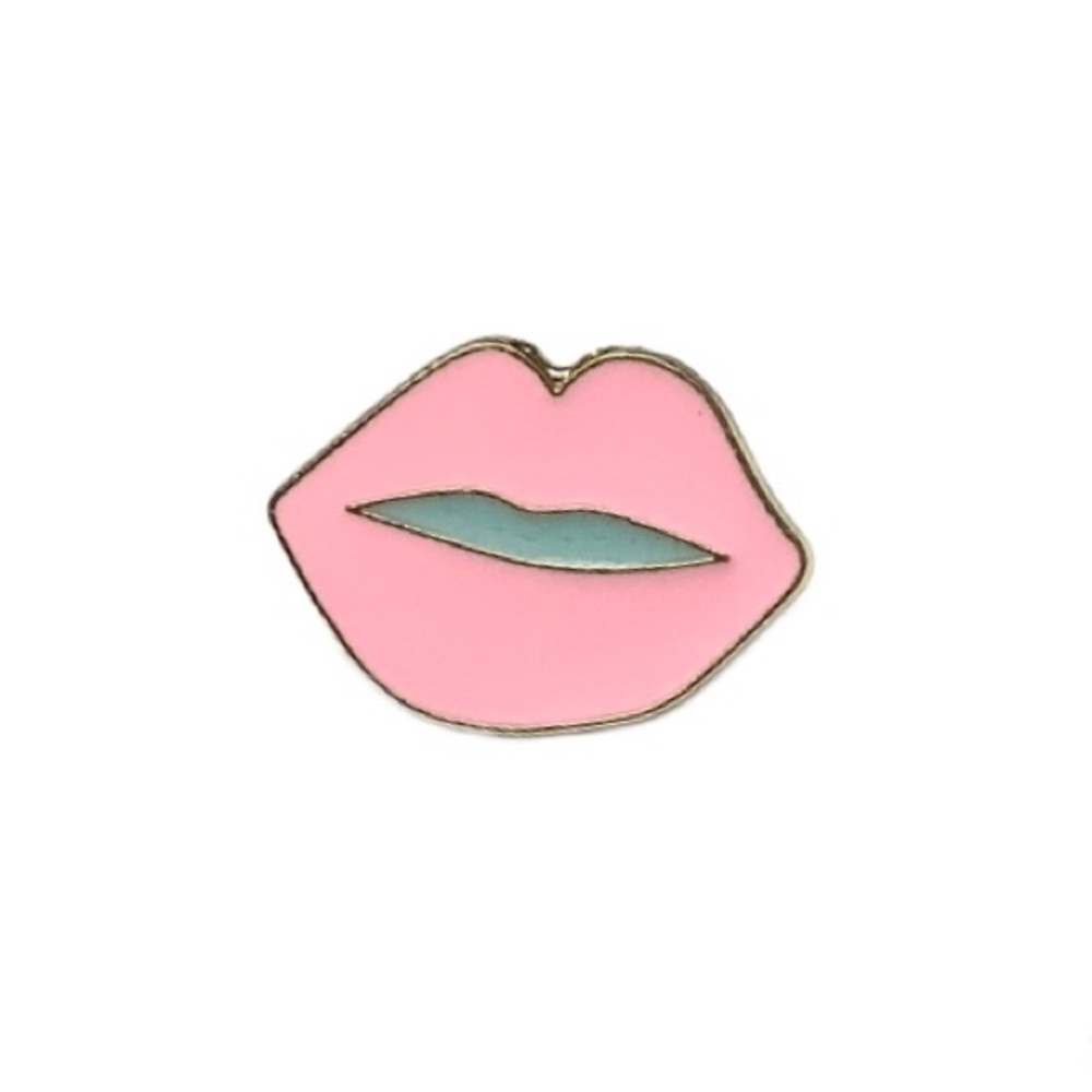 Pink Lips Kiss Enamel Pin Brooch - Picture 1 of 8